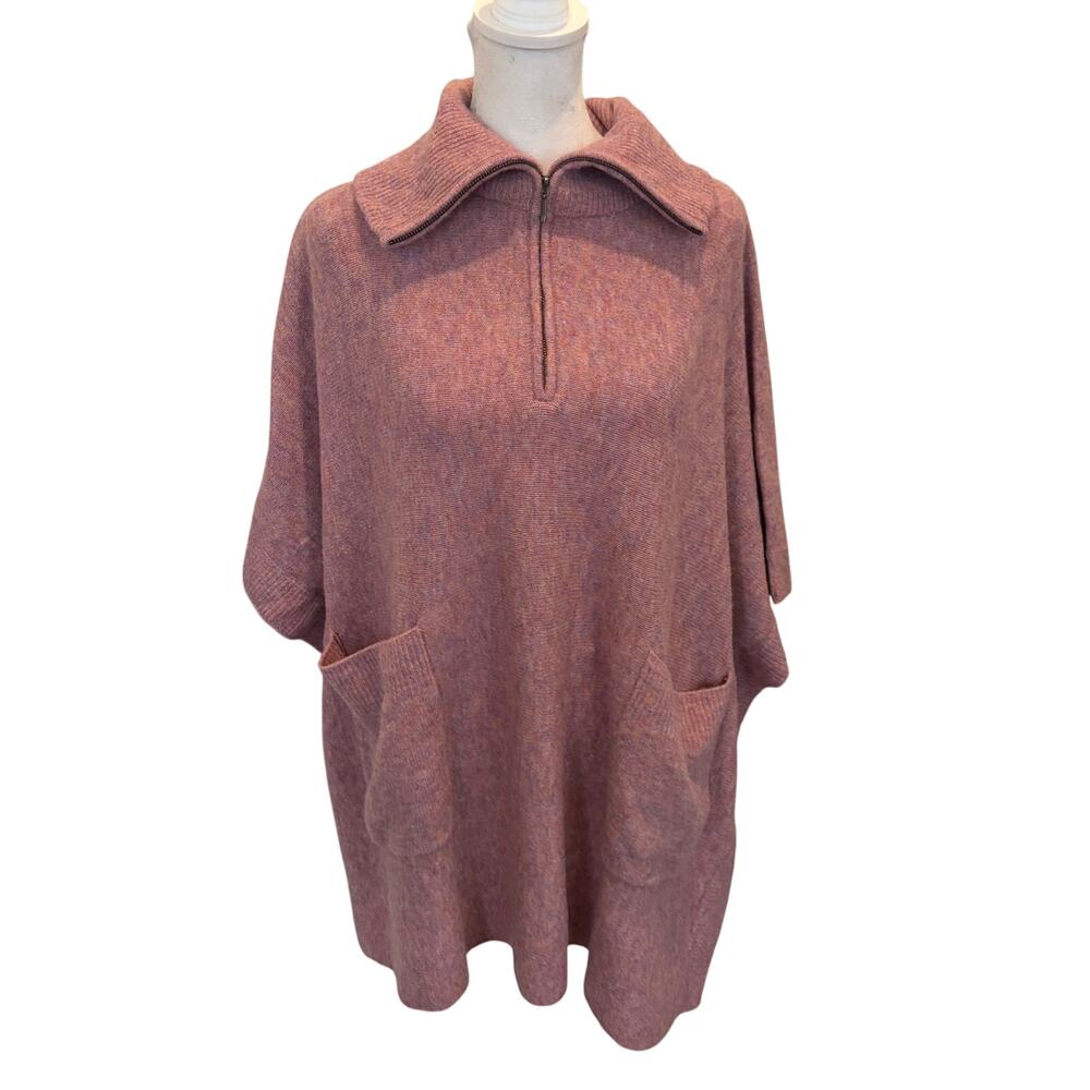 Anthropologie NWT Dusty Pink Wool Blend Boxy Sleeveless Shawl Sweater Size XS/S